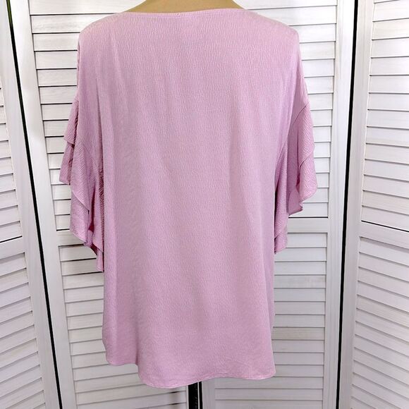 Chico's Top Size 1 (8) Flutter Sleeve Lightweight Flowy NWOT - Picture 7 of 11